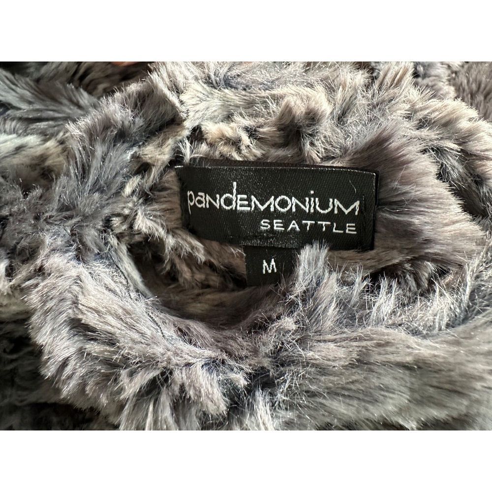 Pandemonium Mandarine Faux Fur Reversible Gray & Black Vest Womens Small USA‎ - Picture 7 of 8